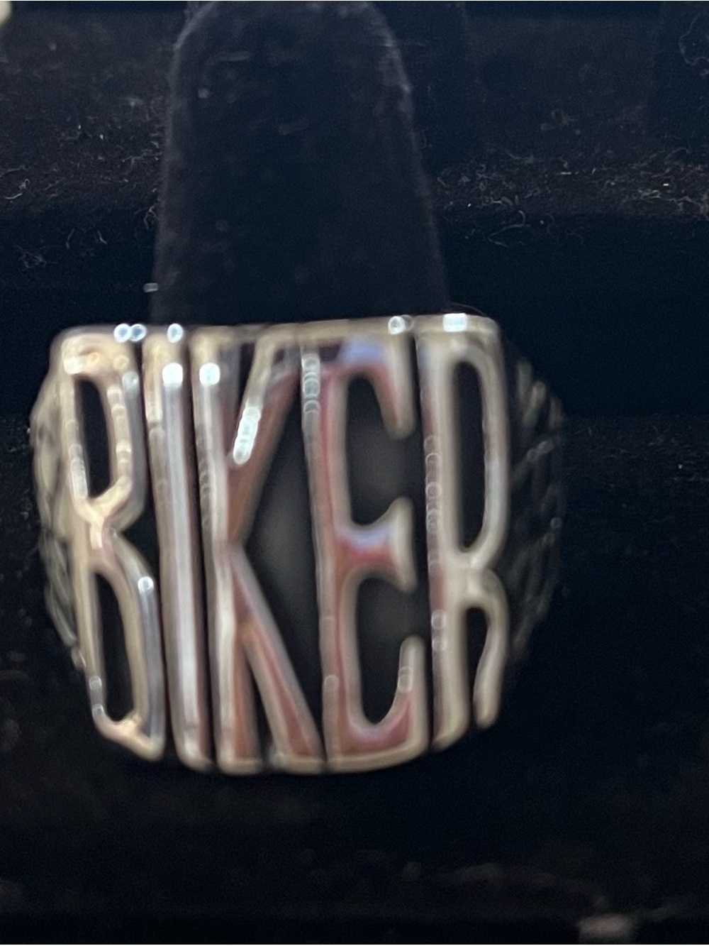 StainlessSteel 'BIKER' Statement Ring - Black Accent, Size 15